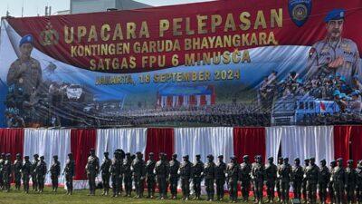 Polri Berangkatkan 140 Anggota Satgas Garuda Bhayangkara FPU Ke Afrika Tengah
